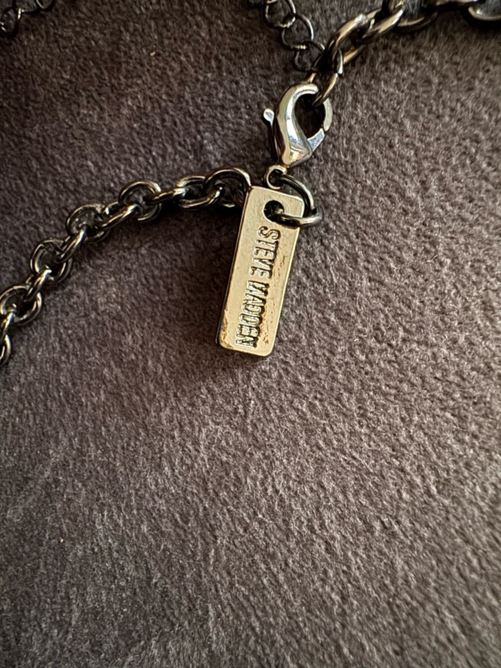 Steve Madden Black and Clear Crystal Statement Necklace - Picture 4 of 5